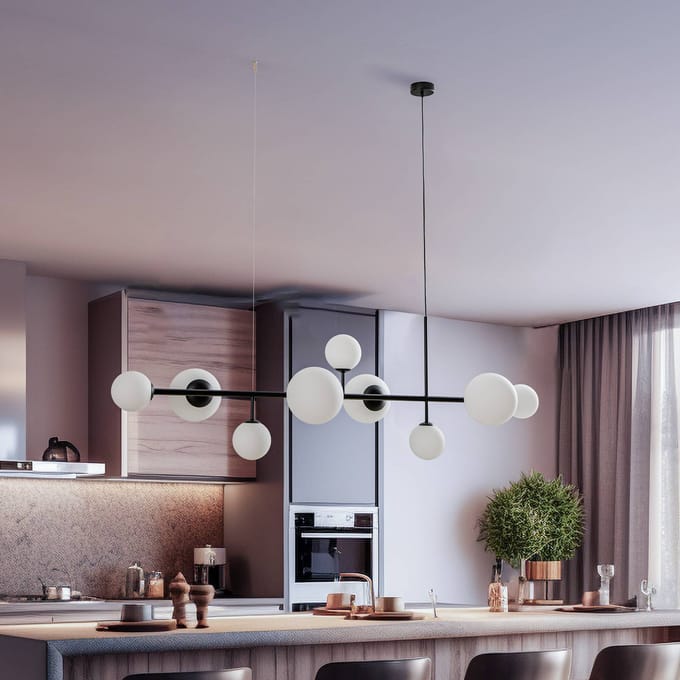 ALDEX Hanglamp Joel, zwart/wit, 9-lamps
