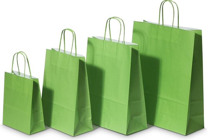 Papieren draagtas groen 22+10x31 cm 50 stuks