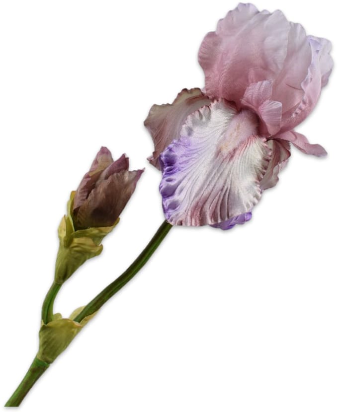 Silk-ka Kunstbloem-Zijden Bloem Iris Tak Paars-Wit 79 cm