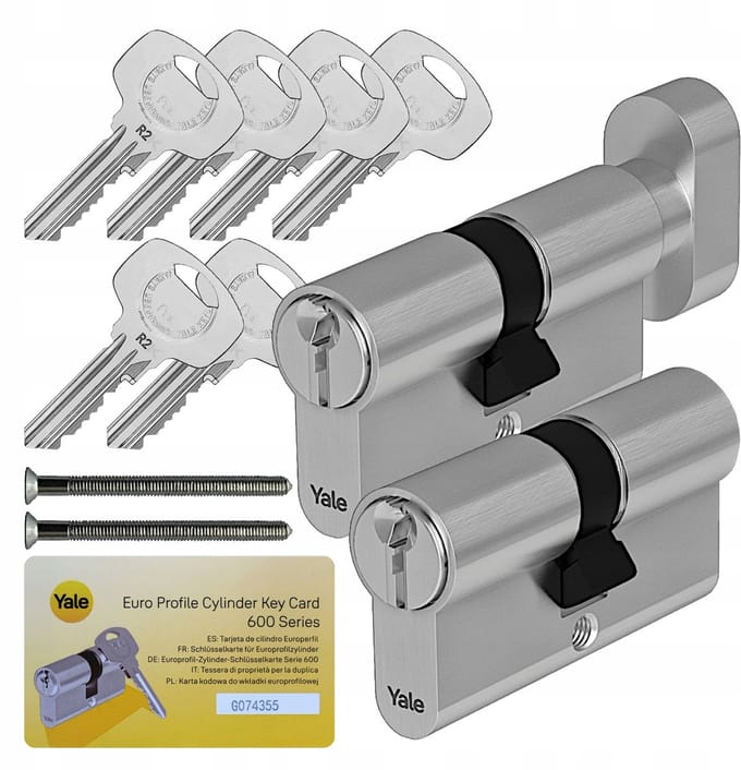 Yale Y600 Cilinderslot Set 30/45 + 30/45G Satijn met noodfunctie
