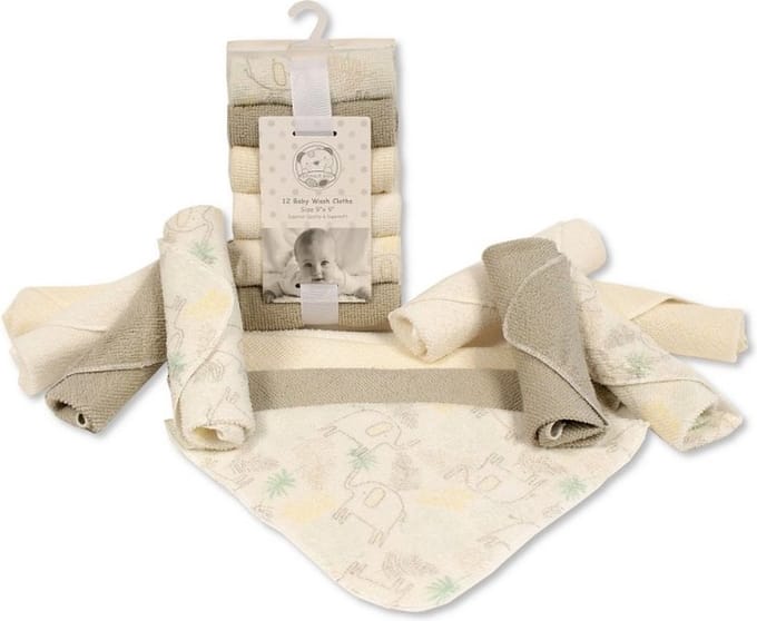 12 Pack Wasdoekjes 22 x 22 Cm Superior Quality Unisex Wit/grijs GP-25-1205