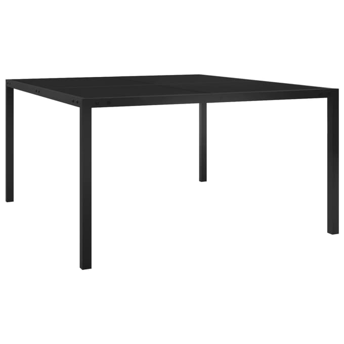 vidaXL - Tuintafel - 130x130x72 - cm - staal - en - glas - zwart