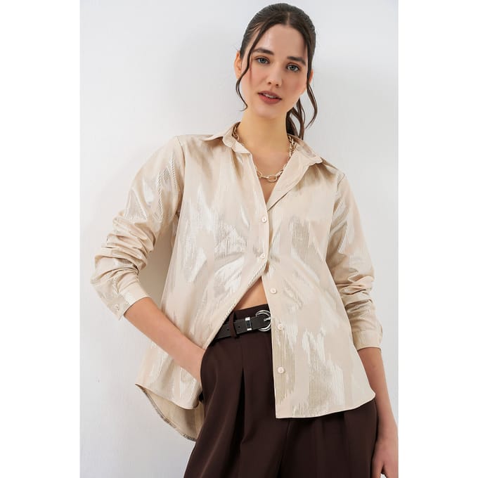 Oversized gestreepte blouse met knopen