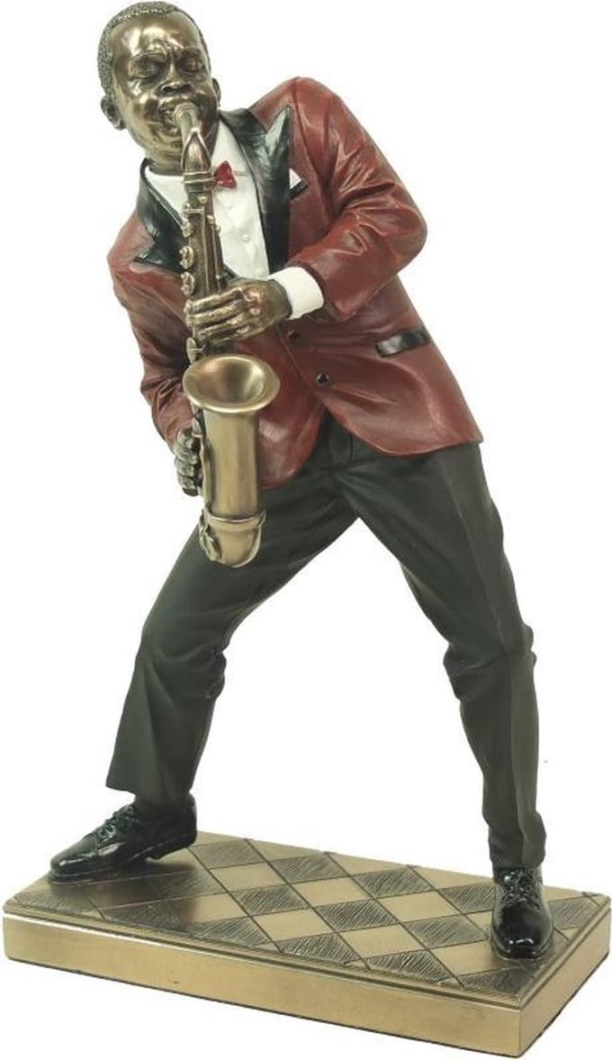Beeldje saxofonist muzikant Le Monde Du Jazz - saxofoon