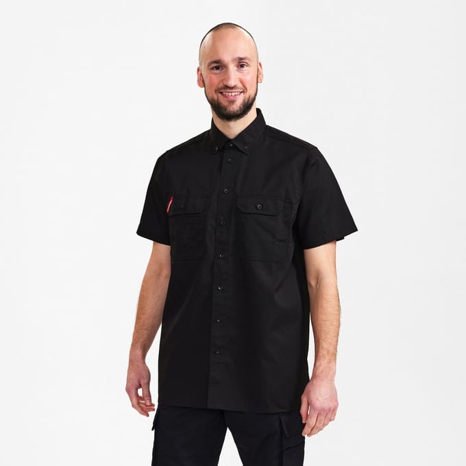 Engel Extend herenoverhemd met korte mouwen 7183-810 - Black - 39/40