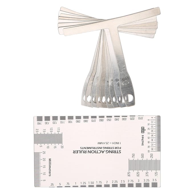 Jeu d'outils de mesure pour guitare basse, règle de mesure, jauge de rayon, pas et hauteur des cordes white