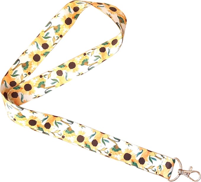 Zonnebloemen Wit - Sleutelkoord - Lanyard 48 cm