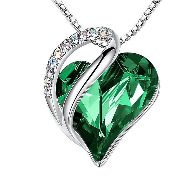 QoF Kristal Hart Groen – Ketting Lengte 45cm