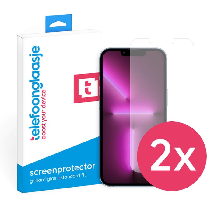 DuoPack: iPhone 13 Pro Max screenprotector gehard glas