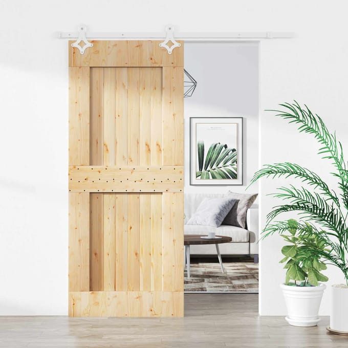 vidaXL - Schuifdeur - 85 - x - 210 - cm - Massief - Pine - Hout - (Onbehandeld)