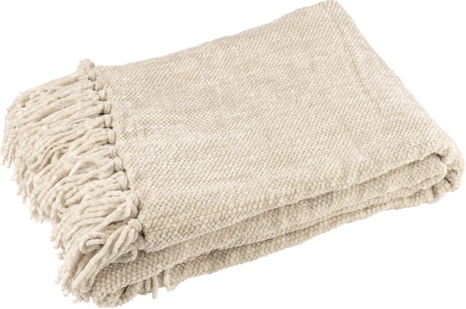 J-Line deken Chenille - polyester - grijs