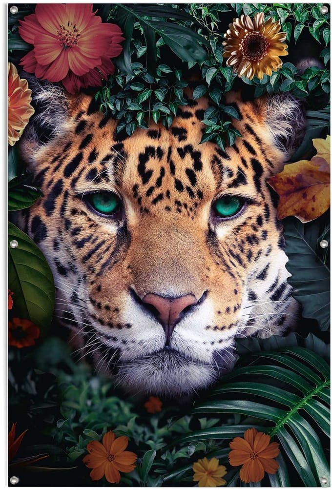 Tuinposter Jungle luipaard - 120 x 80 - Canvas - REINDERS