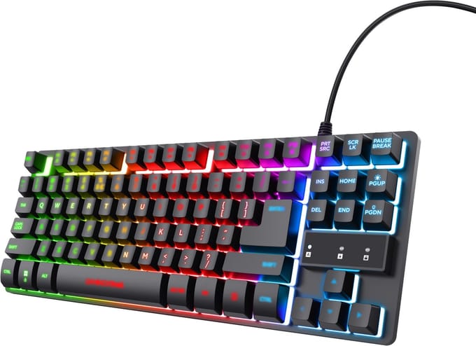 Trust GXT 833 Thado - Bedraad Gaming Toetsenbord - Tenkeyless (TKL) - PC/PS5 - QWERTY - Zwart