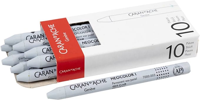 Neocolor I, dikte 8 mm, l: 10 cm, light grey (003), 10stuks