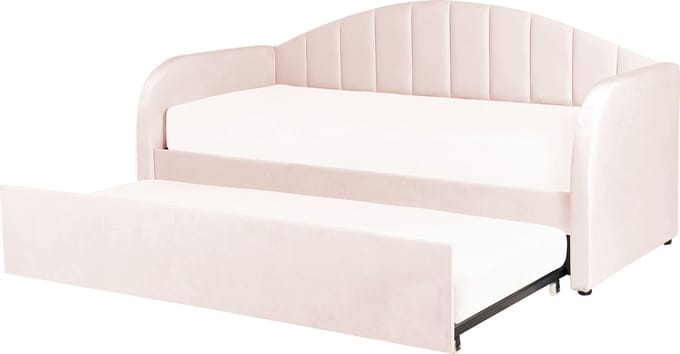 EYBURIE - Onderschuifbed - Pastelroze - 90 x 200 cm - Fluweel