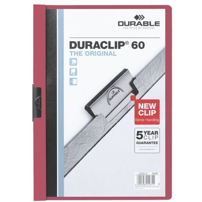 Durable - Duraclip 60 Klemmap - Donkerrood