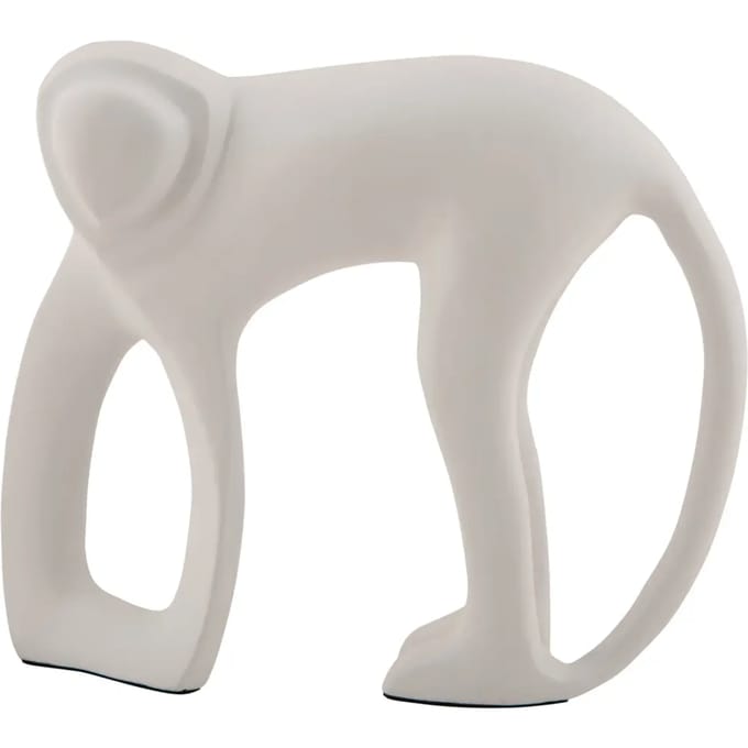 Present Time Ornament Monkey - Wit - 17x5x15cm - Scandinavisch - Aluminium