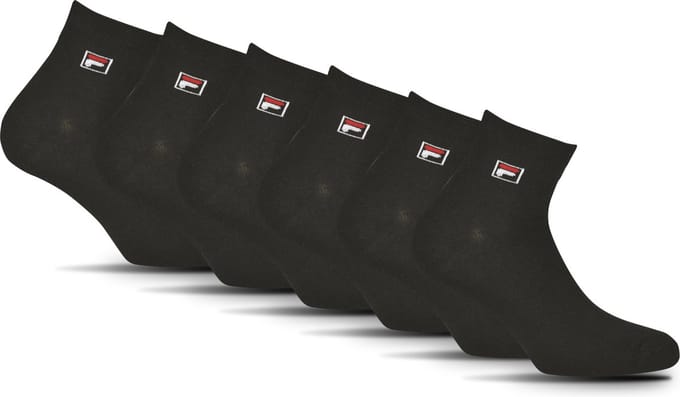 FILA - Logo Quartersokken / Enkelsokken | 6-Pack | Quarter Socks | Maat 39/42 - Zwart