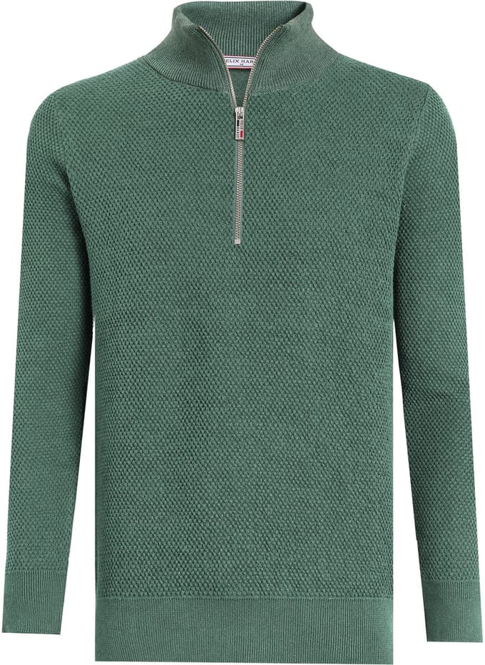 Felix Hardy Pullover Met Halve Rits - 100% Katoen Heren Groen - S
