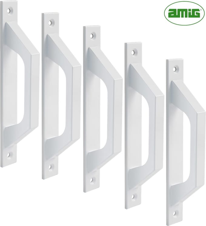 AMIG Deurgreep Schuifdeur – 198 x 25mm – Aluminium – Loftdeur - Wit - 5 Stuks