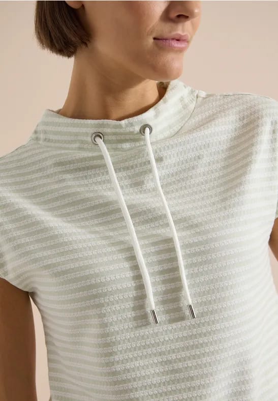Shirt met trechterhals en strepen