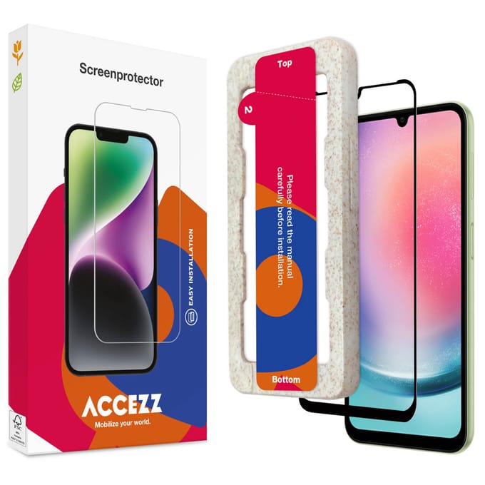 Accezz Screen Protector - Geschikt voor Samsung Galaxy A25 (5G) - Gehard Glas Full Cover Screenprotector met Bio Applicator