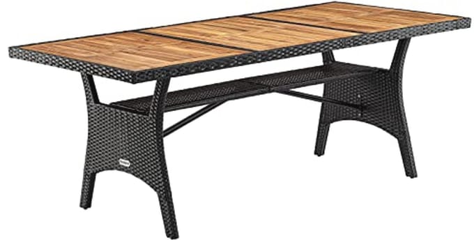 Weerbestendige Tuin Tafel van Acaciahout en Polyrotan 190x90cm