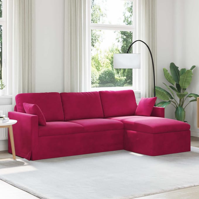 vidaXL Bank Wijnrood 228 x 134 x 80 cm Fluweel