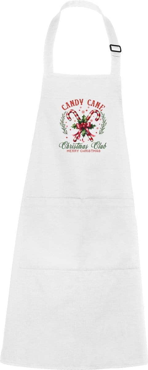 Wit schort met Full Color Candy Cane Christmas Club