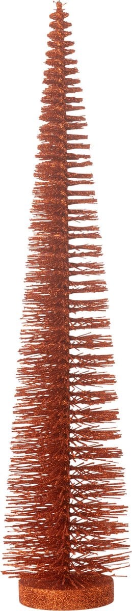 J-Line decoratie Kerstboom Glitter - kunststof - koper - medium