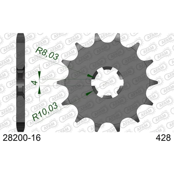 Stalen motortandwiel voor Afam 428 16 dents