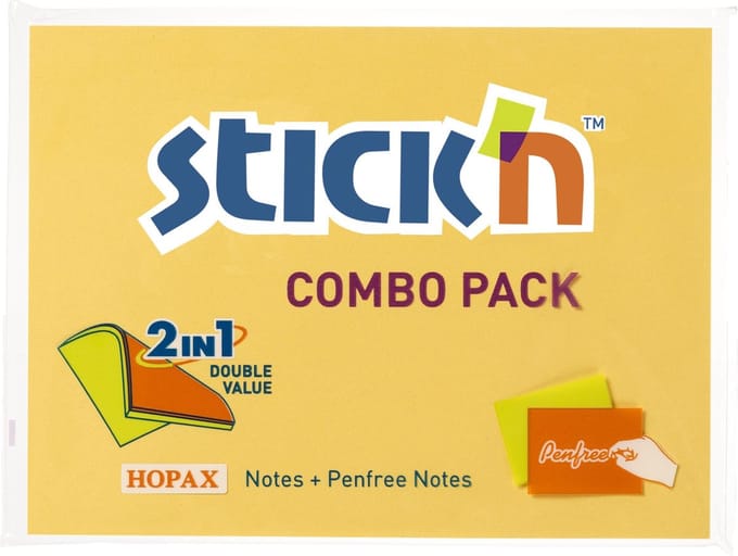 Stick'n Sticky Notes - 76x101mm - Mango - 50 Memoblaadjes - 3 Penvrije Memoblaadjes