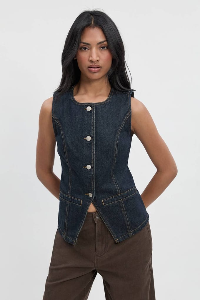 boohoo Dames Longline denimvest | Indigo | Maat: 8