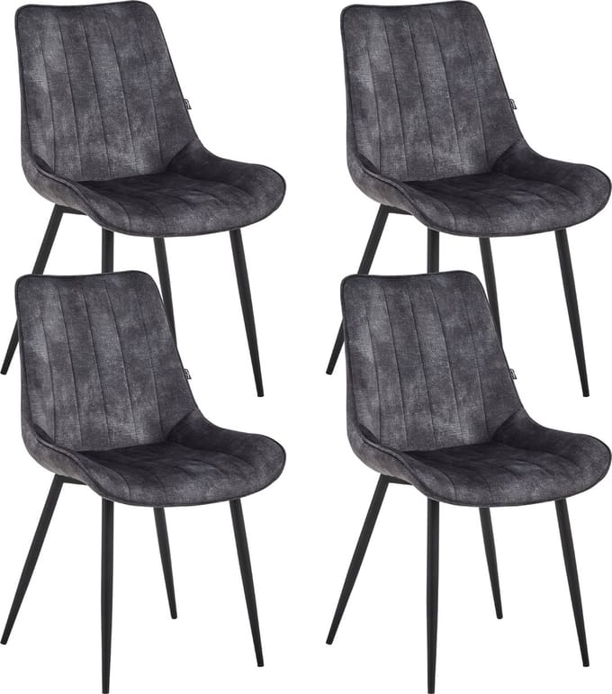 Colenis® - Verta Eetkamerstoel - Set Van 4 - Antraciet - Adoré Velvet - Industrieel