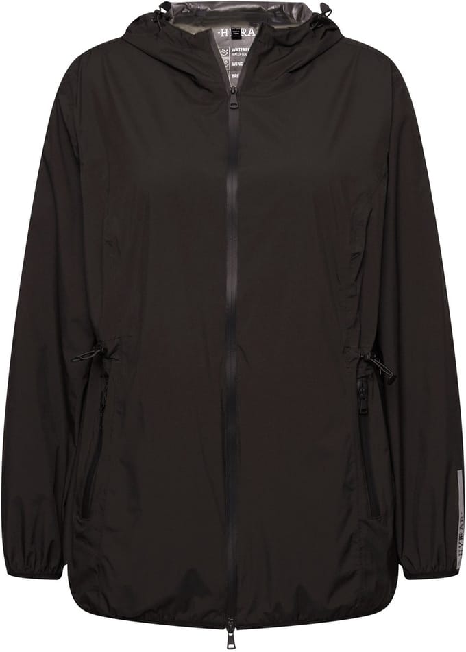 Ulla Popken - Dames - Regenjas licht capuchon waterdicht opbergbaar - Zwart - Maat 42+