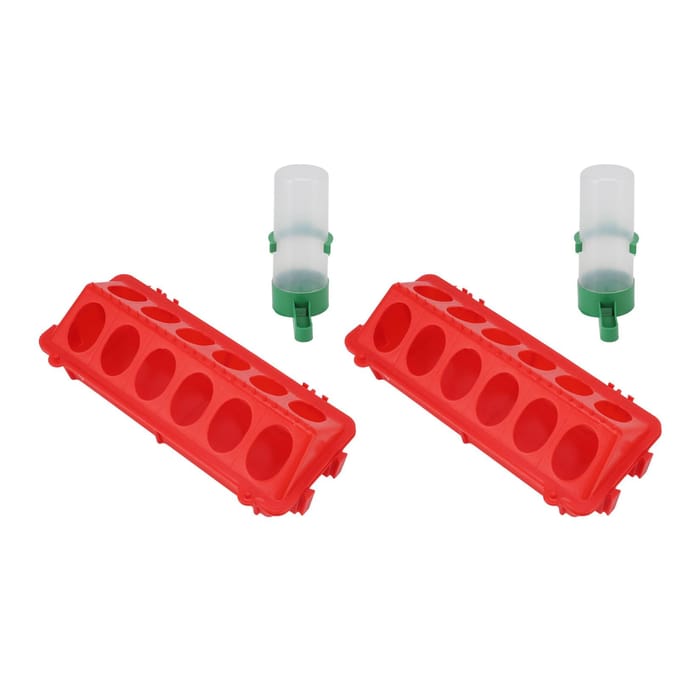 2-delige Flip Top Chick Birds Water Feeder PP Kippenbak Automatische Feeder met Spatwaterdichte Deksel red