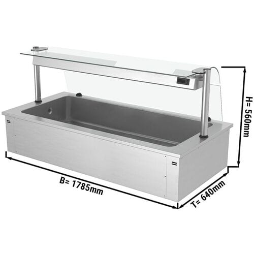 GGM Gastro Einbau Eiswanne - 1800mm - 5x GN 1/1 - 200 Liter - mit Glas-Hustenschutz Zilver