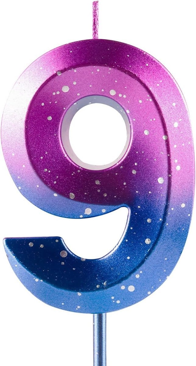 Solidchoice - Nummer 9 Kaars voor Verjaardag met Galaxy Gradient Design