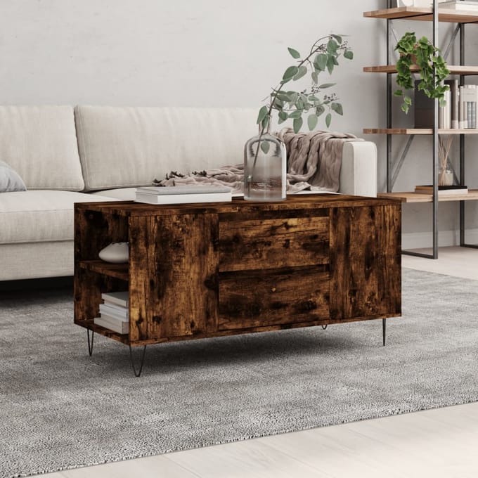 vidaXL Salontafel 102x44,5x50 cm bewerkt hout gerookt eikenkleurig