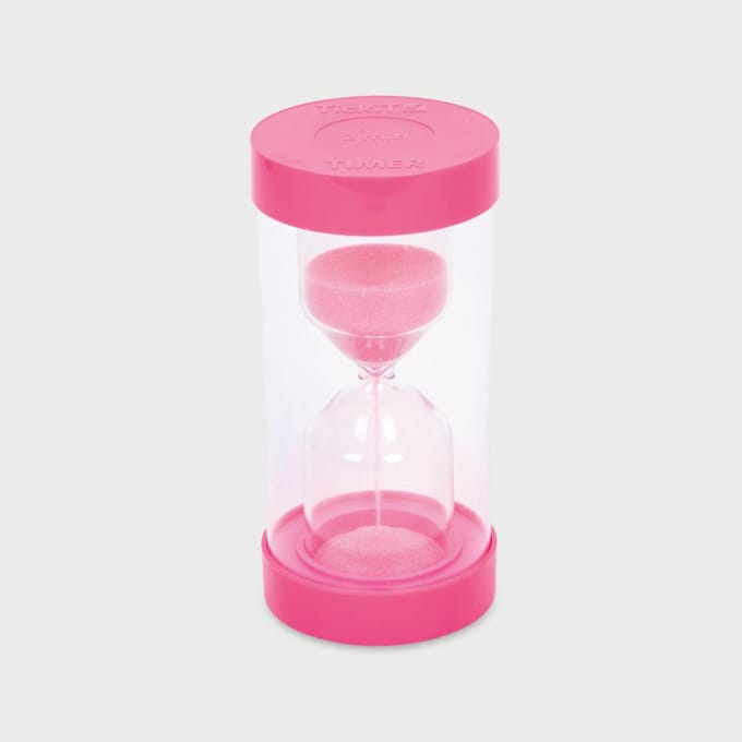 TickiT zandloper speelgoed ColourBright 2 minuten roze educatief.