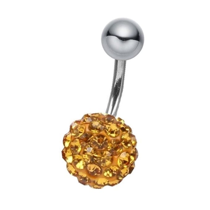 Fako Bijoux® - Navelpiercing - Disco Dots - 8mm - Goudgeel