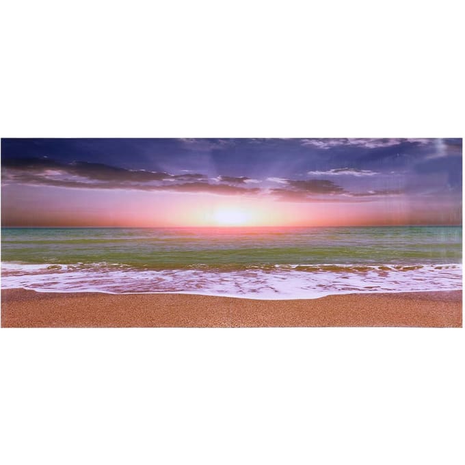 3D Effect Zelfklevende Strand Zonsondergang Poster voor Aquarium Visbak Decoratie (M) blue