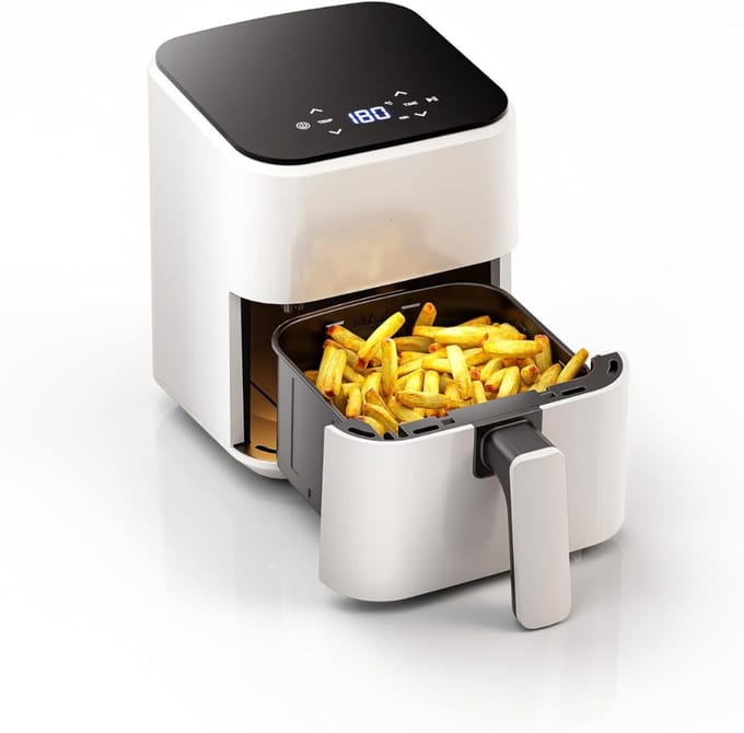 Mini Airfryer - Airfryer - Heteluchtfriteuse - Compact - Wit - ‎26cm x 21cm x 28cm
