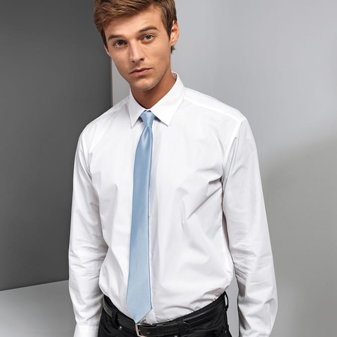 Premier Kleuren Heren Satin Clip Tie (Lichtblauw)