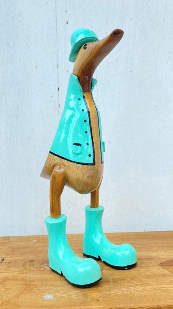 Houten eend Jacco L regenjas turquoise