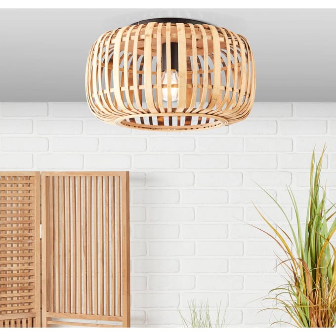 Brilliant Woodrow plafondlamp, Ø 40 cm, licht hout, bamboe/metaal