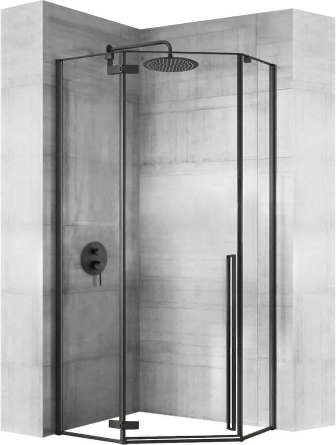Rea Diamond - Douchecabine - Zwart - 80X80 + Witte Diamond Douchebak 80X80 Vierkant - 80X80X195Cm