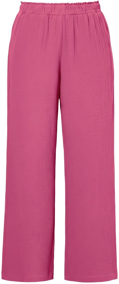 Studio Untold - Dames - Broek wijde pijpen mousseline elastische tailleband - Bes - Maat 42