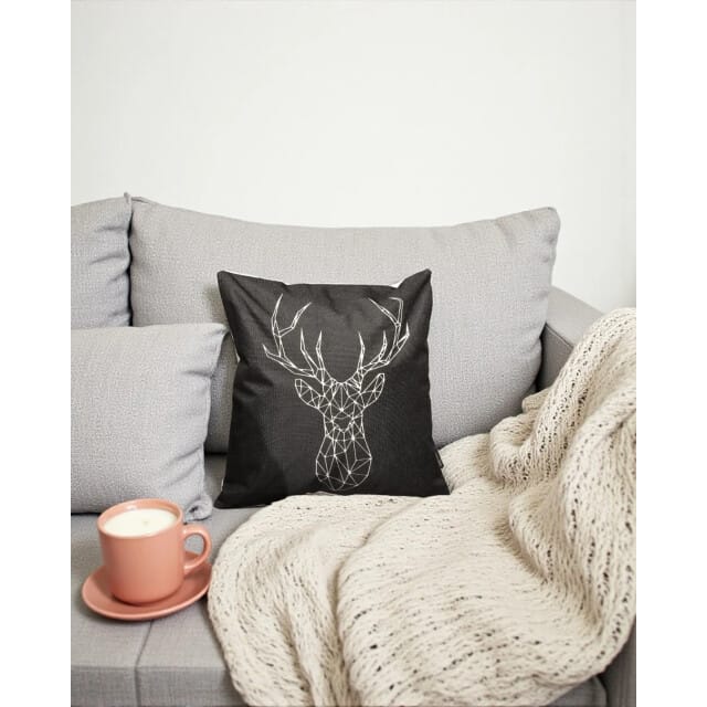 Gek op kussens! Sierkussen graphic deer | 45 x 45 cm | katoen/linnen