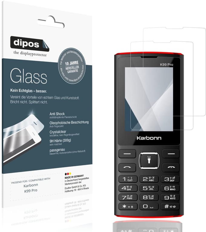 dipos – 2x Pantserfolie geschikt voor Karbonn K99 Pro | 9H Screenprotector